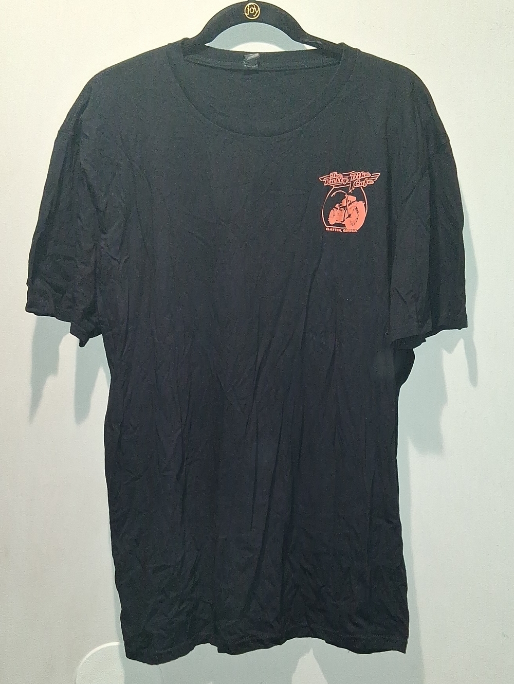 Black Graphic Crew Neck Men’s T-Shirt - Orange Print